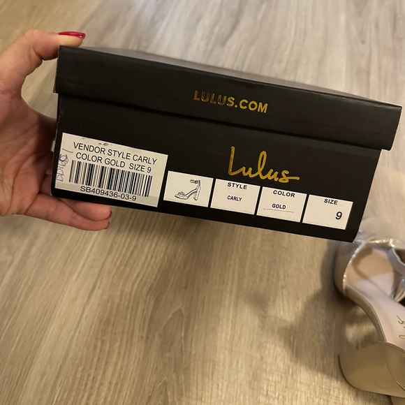 Lulus Carly Gold Heels size 9 chunky heel champagne - Picture 5 of 5